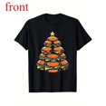 thumbnail image 1 of Women's "Burger Christmas Tree" Graphic Comfortable T Shirt Casual Cotton Short Sleeve Round Neck Top Black S-5XL, 1 of 5