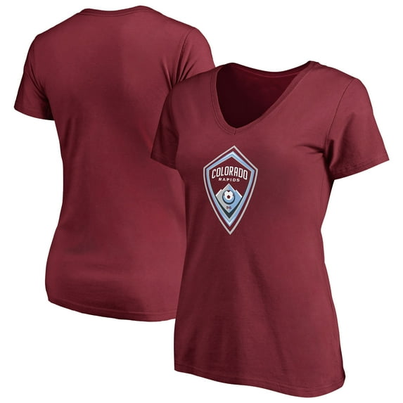Women's Burgundy Colorado Rapids Primary Logo V-Neck T-Shirt
