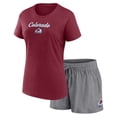 thumbnail image 1 of Women's Burgundy/Gray Colorado Avalanche Script T-Shirt & Shorts Set, 1 of 5