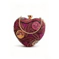 thumbnail image 1 of Women’s Burgundy Heart Shaped Clutch Purse, Sequin Beaded Evening Handbag with Chain Strap, 1 of 12
