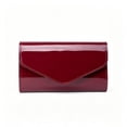 thumbnail image 1 of Women's Burgundy Patent Leather Look Clutch Purse Envelope Handbag Elegant Evening Bag for Party Events, 1 of 8