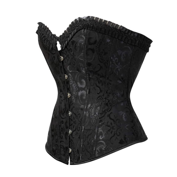Women's Burlesque Steel Boned Plus Size Corset Bustiers Top Black S
