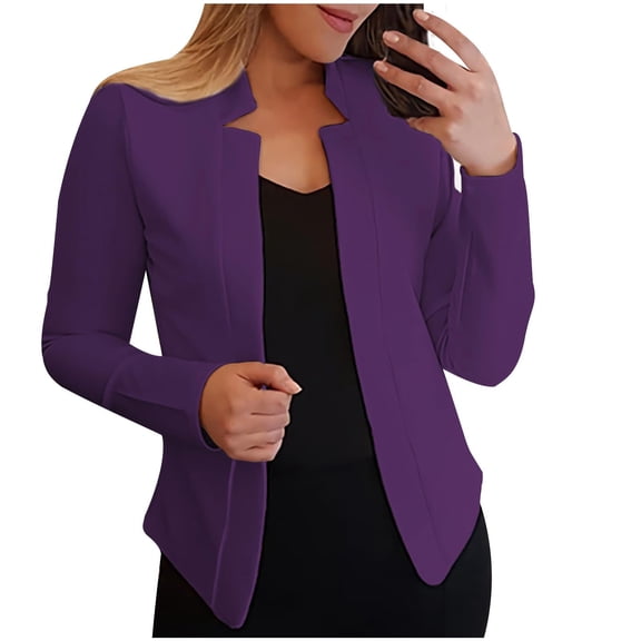 Women's Business Blazer Casual Open Front Long Sleeve Notched Lapel Suit Jacket Lightweight Y2K Coat Fall Outfits