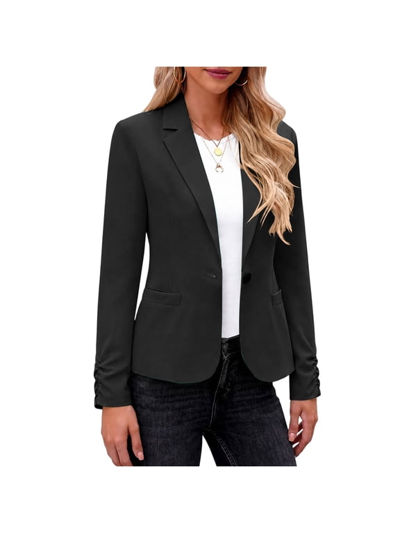 Women's Business Casual Blazer Fit Suit Jacket for Work Office Dressy Casual Notched Lapel Pocket Full lining Lightweight Blazer Professional interview