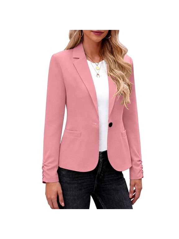 Women's Business Casual Blazer Fit Suit Jacket for Work Office Dressy Casual Notched Lapel Pocket Full lining Lightweight Blazer Professional interview
