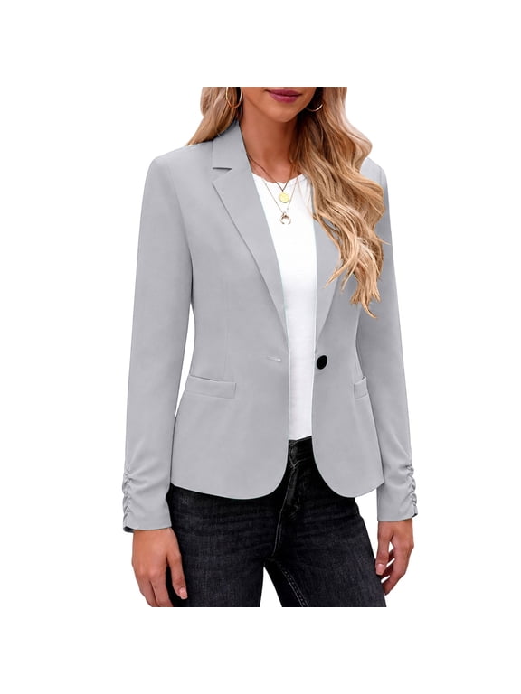 Women's Business Casual Blazer Fit Suit Jacket for Work Office Dressy Casual Notched Lapel Pocket Full lining Lightweight Blazer Professional interview