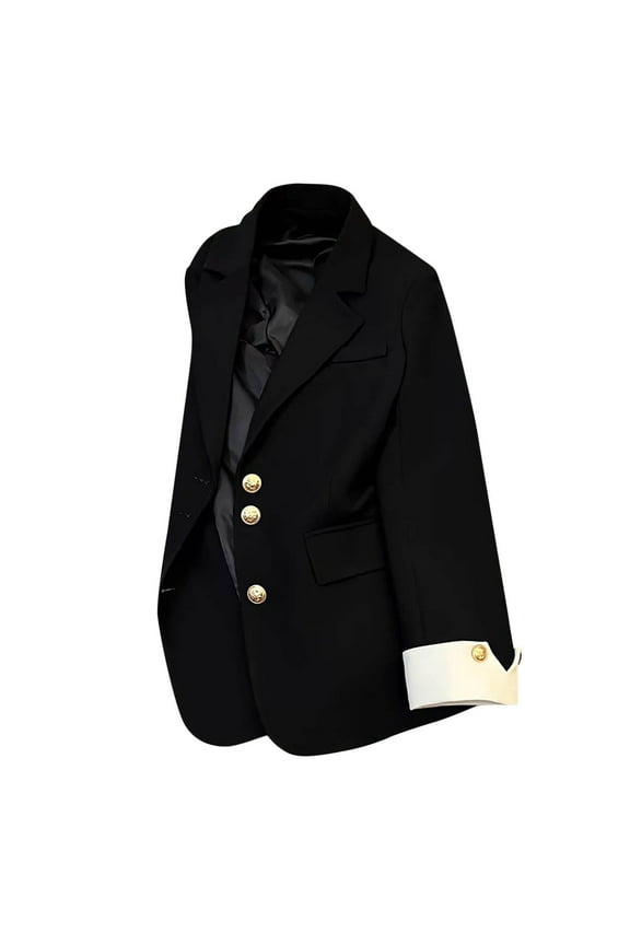 Women's Business Casual Blazer Suit Jackets Polyester Lined Long Sleeve Single Breasted Notch Collar Office Work Wear (3XL, Black)