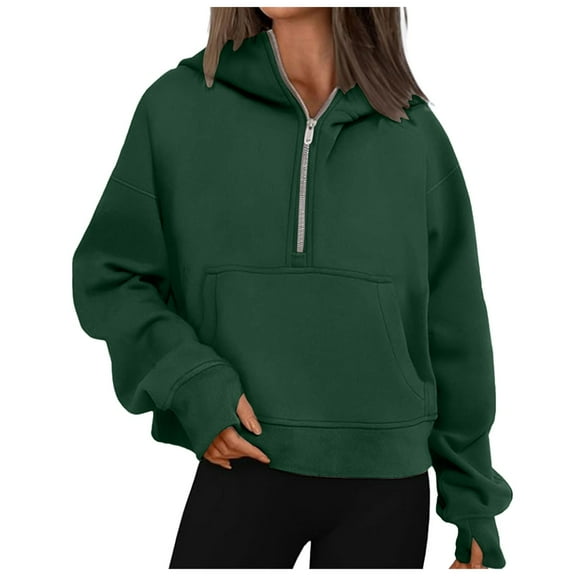 Women's Business Casual Blouses Fall Winter Loose Fit Hooded Long Sleeve Bell Off the Shoulder with Pocket Solid Color Hoodie Cotton Sweatshirts Hoodie(GN2,M)