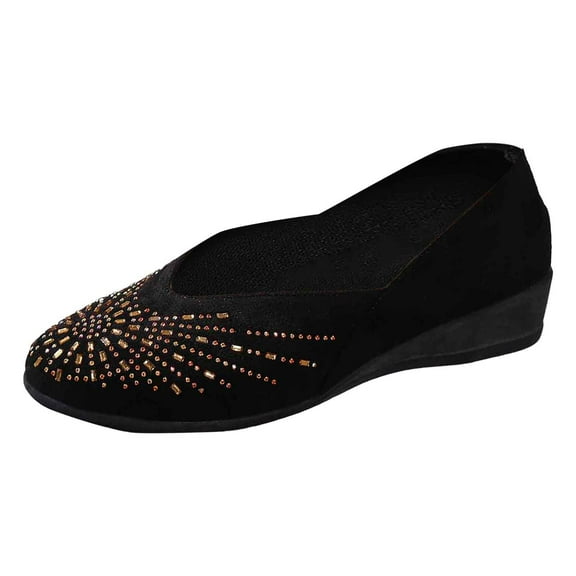 Women's Business Casual Flats Comfortable for Professional Settings Women's Casual On Shoes Fashion Rhinestone Heel Comfortable Suede Loafers For Daily Wear