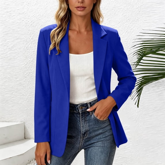 Women’s Business Casual Open Front Blazers Stretchy Knit Long Sleeve Blazer Work Office Suit Jackets