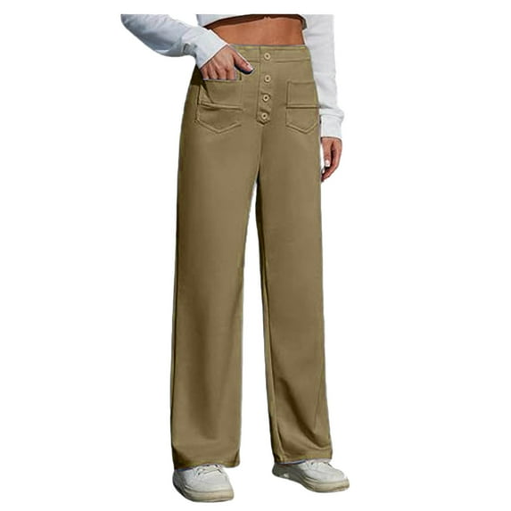 Women's Business Casual Slacks Casual Slacks Women High Waist Button Down Work Business With Pockets Dress Pants Women High Waisted Beige XXXL