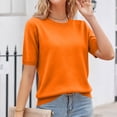 thumbnail image 1 of Women's Business Casual Spring Pullover Sweaters Orange L, 1 of 6
