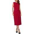 thumbnail image 1 of INSPIRE CHIC Women's Business Cocktail Dress 2025 Front Tie Wrap Formal Elegant Sleeveless Sheath Dresses S Red, 1 of 6