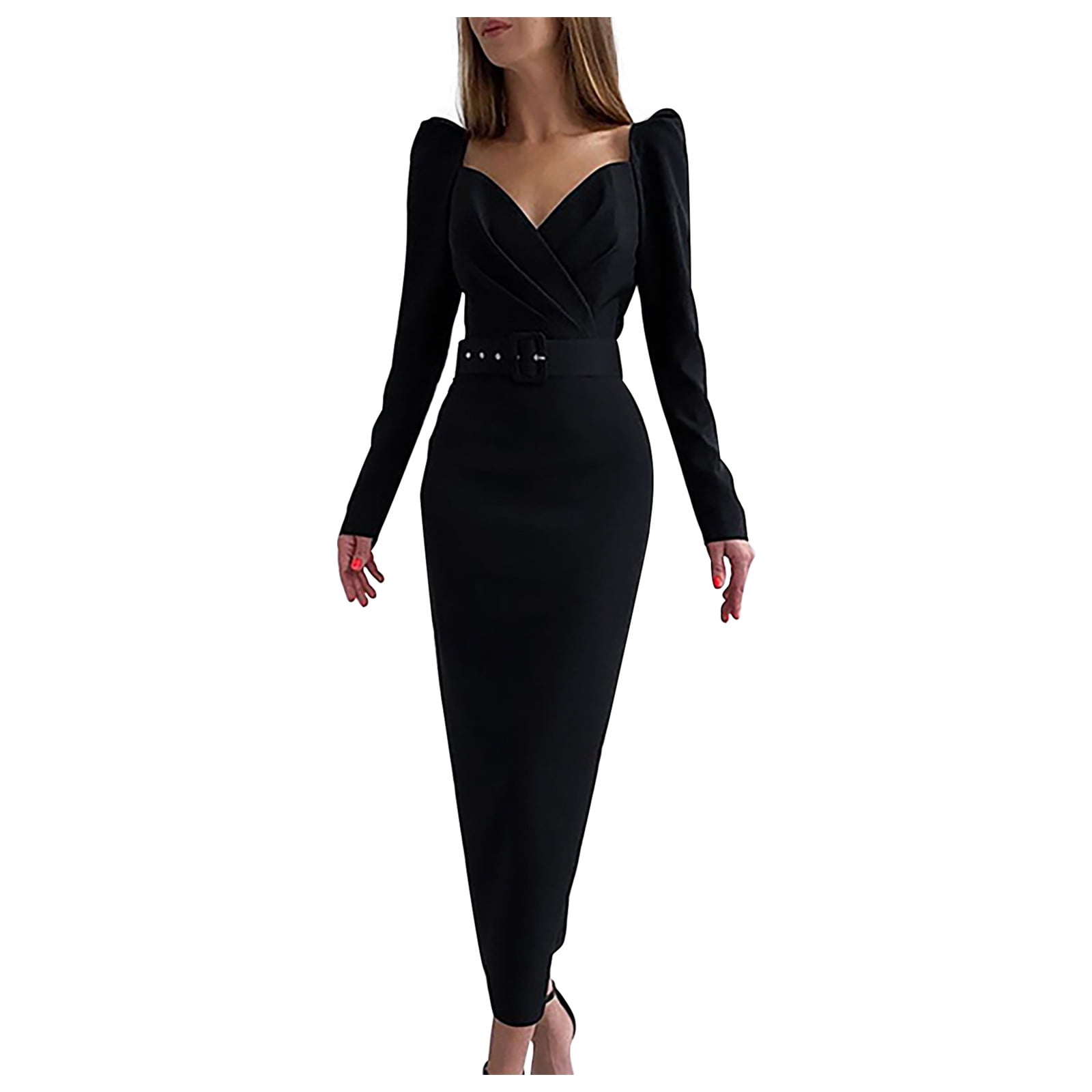 Womens Blazer Dress Office Work Business Formal Dress Long Sleeve V-Neck |  eBay