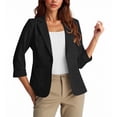 thumbnail image 1 of Women's Business Jacket 3/4 Sleeve Button Up Blazer Casual Lepal Collar Suit Coats for Work Black XL, 1 of 7
