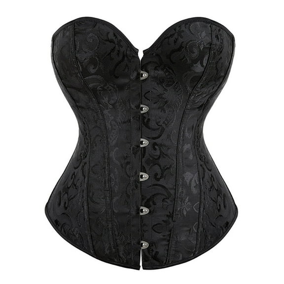 Women's Bustier Corset Top Lingerie Sets Black Satin Waist Cincher