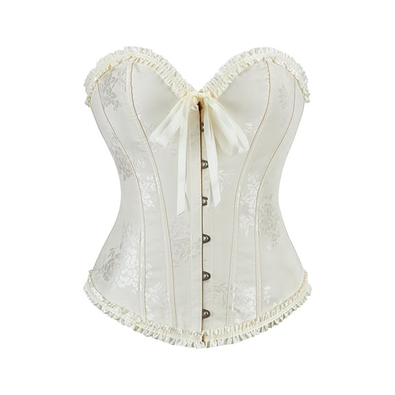 Women's Bustier Corset Tops Lace Up Boned Overbust Shapewear Lingerie Top Halloween Cosplay