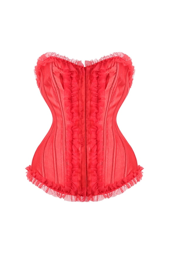 Women's Bustiers and Corsets New Women's Court Gothic Corset Lace Breasted Outerwear Bodysuit Corset Plus Size Womens Costume Women's Tanks and Camis Red S New