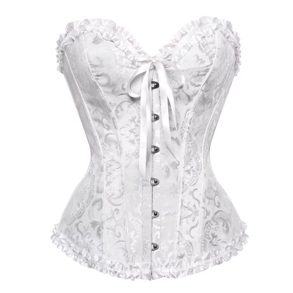 Women's Bustiers & Corsets Satin Lace up Floral Princess Plus Size White Costume M