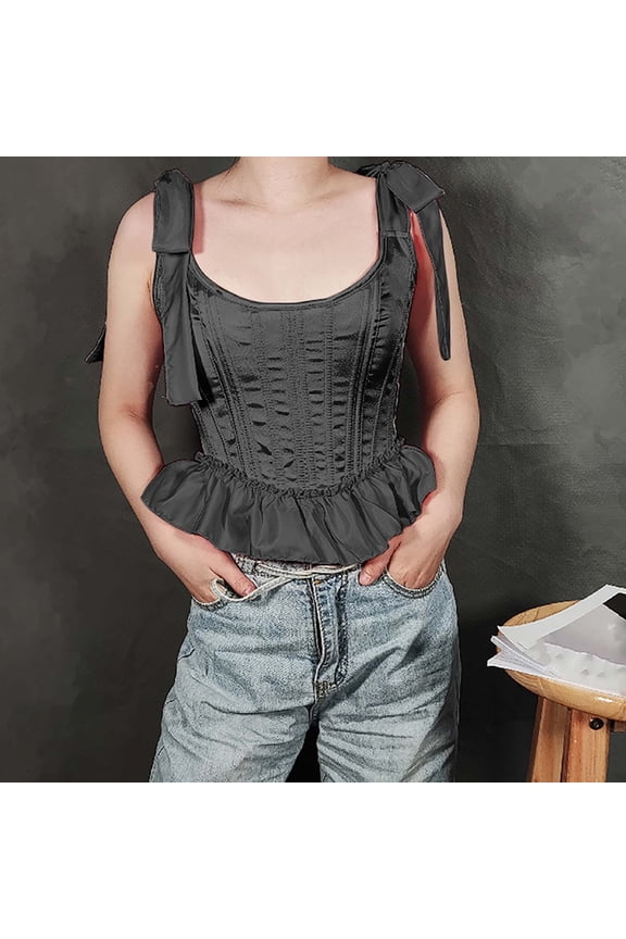 Women's Bustiers & Corsets Short Strap Shapewear Corset Halloween Costume Tight Fitting Waist Cinching Underbust Back Lace Up Medieval Ladies Basques Vintage Renaissance Steampunk Costume Black XXL