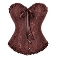 thumbnail image 1 of Women's Bustiers & Corsets Top Corselet Gothic Lingerie Bustier Floral Lace Up Plus Size Costume Satin Brown XL, 1 of 7