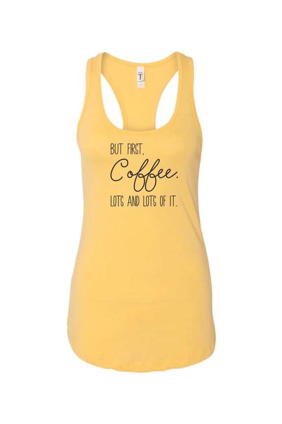 Women's But First Coffee Racerback Tank Top-Banana Cream-large