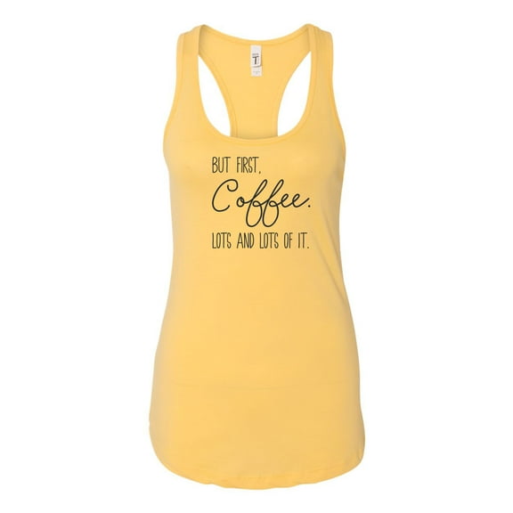 Women's But First Coffee Racerback Tank Top-Banana Cream-small