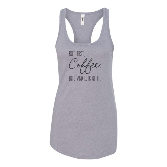 Women's But First Coffee Racerback Tank Top-Heather Grey-medium