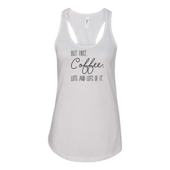 Women's But First Coffee Racerback Tank Top-White-large