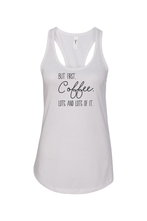 Women's But First Coffee Racerback Tank Top-White-medium