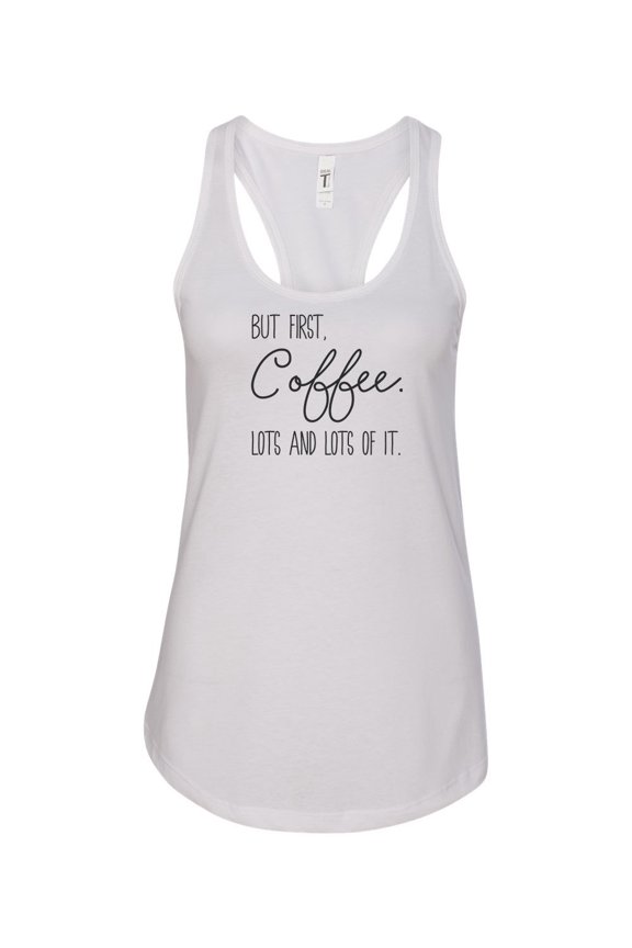 Women's But First Coffee Racerback Tank Top-White-xxl