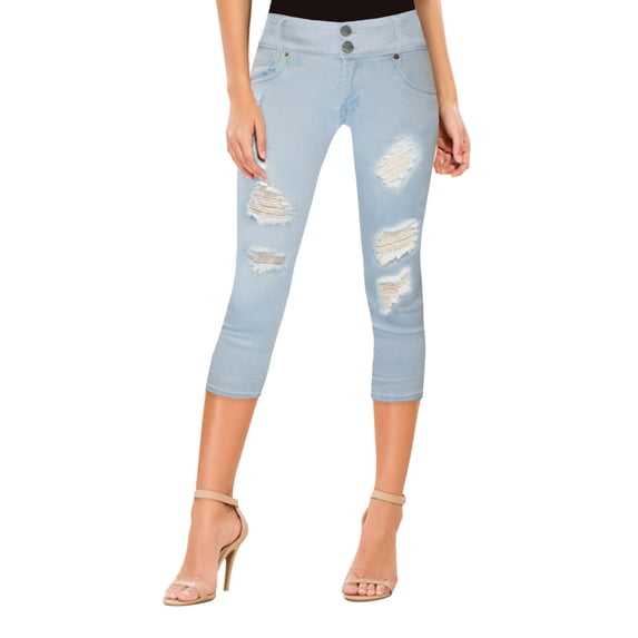Women's Butt Lift V2 Super Comfy Stretch Denim Capri