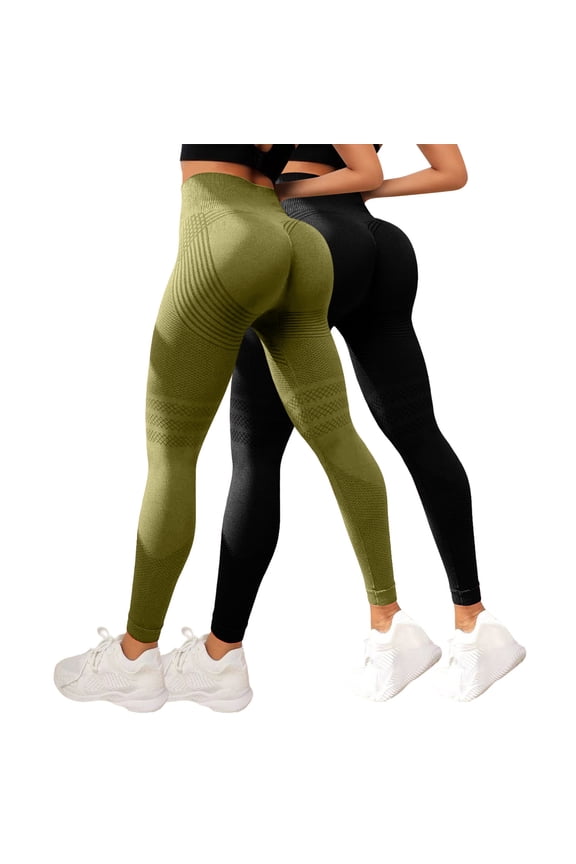 Women's Butt Lift Yoga Pants High Waisted Tummy Control Compression Leggings Non See-Through Seamless Stretch Tights for Running Gym Fitness Army Green S