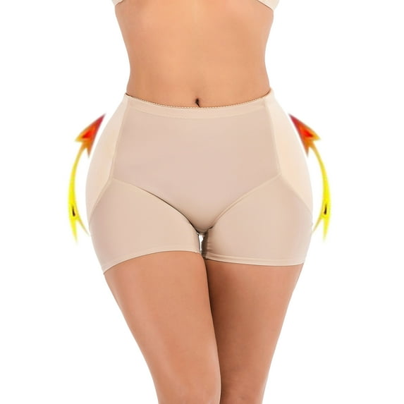 Women's Butt Lifter Hip Enhance Panties Butt and Hip Enhancer Underwear,2 Hips Pads Body Shaper Seamless Fake Briefs Shorts/Beige Plus Size M-3XL