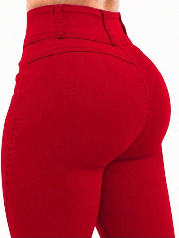 Women's Butt Lifting Jeans, High Elastic Skinny Fit Long Pants,
