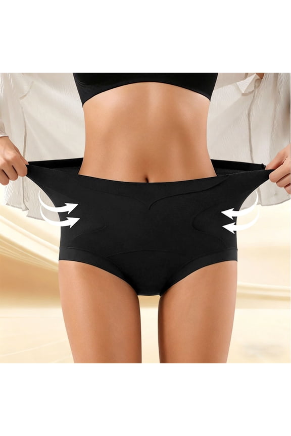 Women's Butt Lifting Panties High Waist Tummy Control Shapewear Milk Silk Hip Up Underwear,Black,XL