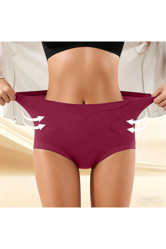 Women's Butt Lifting Panties High Waist Tummy Control Shapewear Milk Silk Hip Up Underwear,Red,XXL