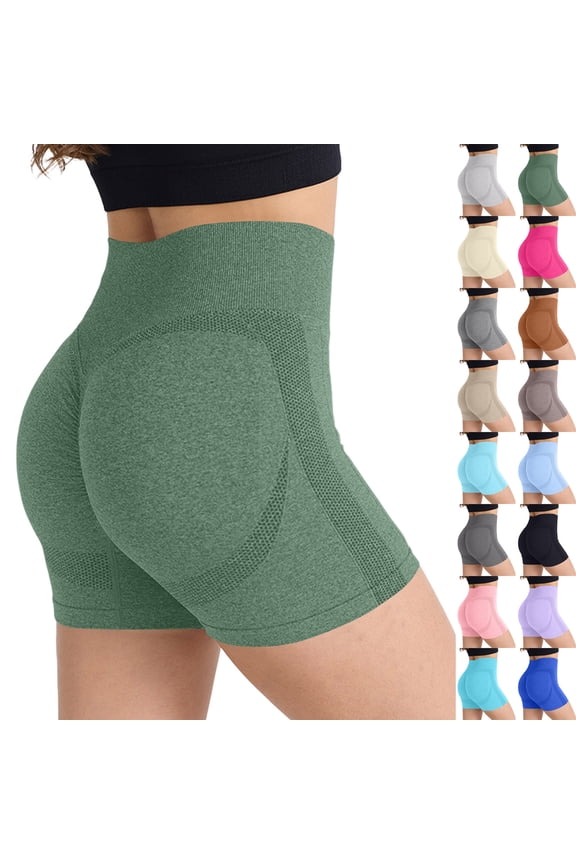 Women's Butt Lifting Workout Shorts High Waist Seamless Yoga Shorts Tummy Control Scrunch Biker Shorts Gray XL