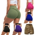 thumbnail image 1 of Women's Butt Lifting Yoga Shorts Workout High Waist Tummy Control Booty Pants, Blue, S, 1 of 8