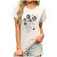 thumbnail image 1 of Women's Butterfly Dandelion T-Shirts Vintage Cute Graphic Tees Flowers Wildflowers T Shirts Casual Summer Tops, 1 of 6
