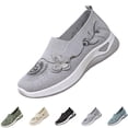 thumbnail image 1 of Women's Butterfly Embroidered Loafers, Orthopedic Loafer Sneakers for Women, Wide Fit Comfort Breathable Knit Mesh Slip on Walking Shoes,Gray,41, 1 of 6