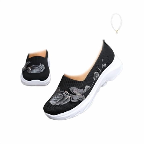 Women's Butterfly Embroidered Loafers Orthopedic Shoes for Women,Women's Slip on Walking Shoes Breathable Mesh Casual Loafers Lightweight Slip-on Sneakers