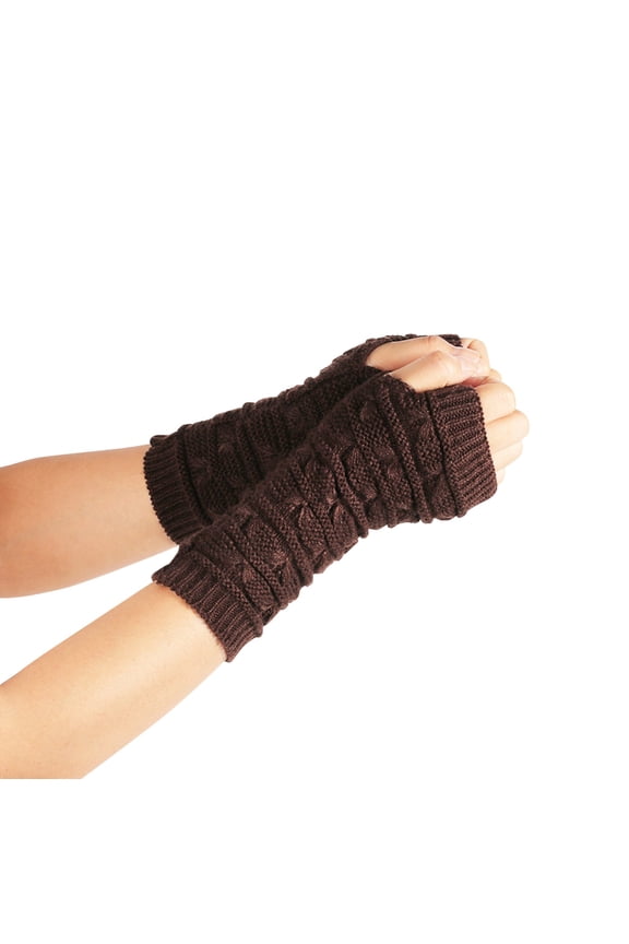 Women's Butterfly Knit Fingerless Gloves, Short Wrist Warm Gloves with Thumb Hole, Wool Blend Open Finger Design, Soft Stretchable Hand Warmers for Teens and Adults E