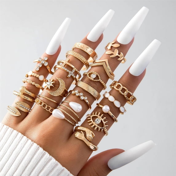 Women's Butterfly Knuckle Ring Set Adjustable Alloy Rings with Heart ...