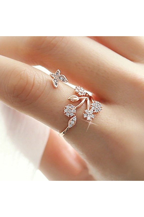 Women's Butterfly Micro-Inlaid All-match Dandelion Open Ring