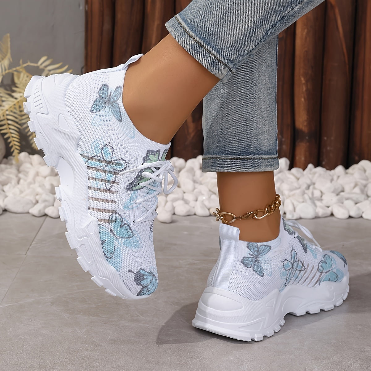 Women’s high top shops canvas shoes in Butterfly Garden