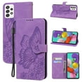 thumbnail image 1 of Women's Butterfly Pattern Wallet Case for Samsung Galaxy A53 6.5 inch, TPU Leather Magnetic Buckle with Card Holder Shockproof Protective Phone Cover for Samsung Galaxy A53 5G, Purple, 1 of 7