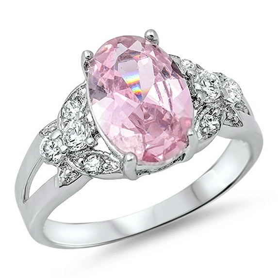 Women's Butterfly Pink Cubic Zirconia Ring .925 Sterling Silver Band Jewelry Female Male Size 5