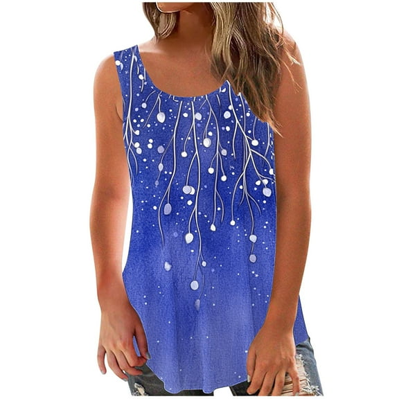 Women's Butterfly Printed Camis Sleeveless Blouse Crewneck Camisole Loose Fitting Tank Top Beautiful Graphic T-Shirt Summer Tunic Tops with Long Flowy Hem