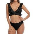 thumbnail image 1 of Women's Butterfly Ruffle Bikini Set Flounce V Neck Swimsuit, 1 of 5